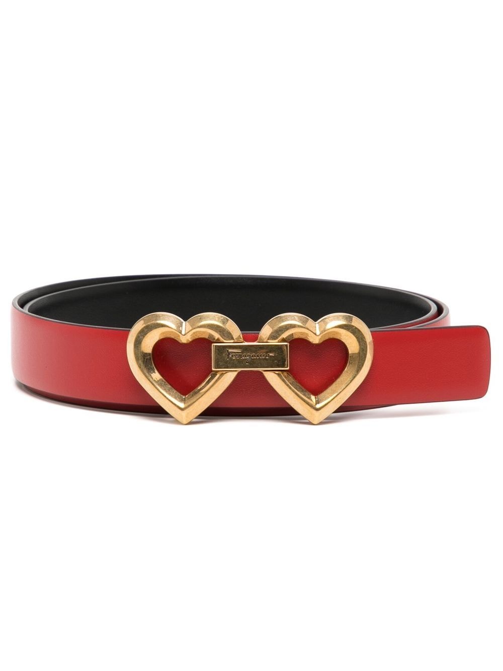 Ferragamo heart-buckle leather belt - Black
