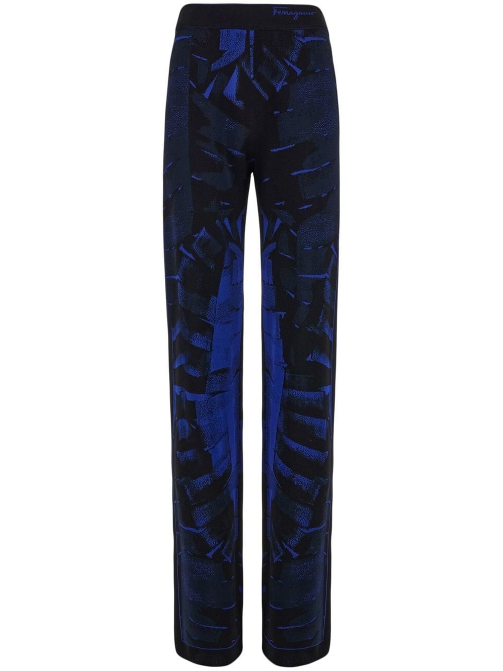 Ferragamo jacquard palm-print trousers - Blue