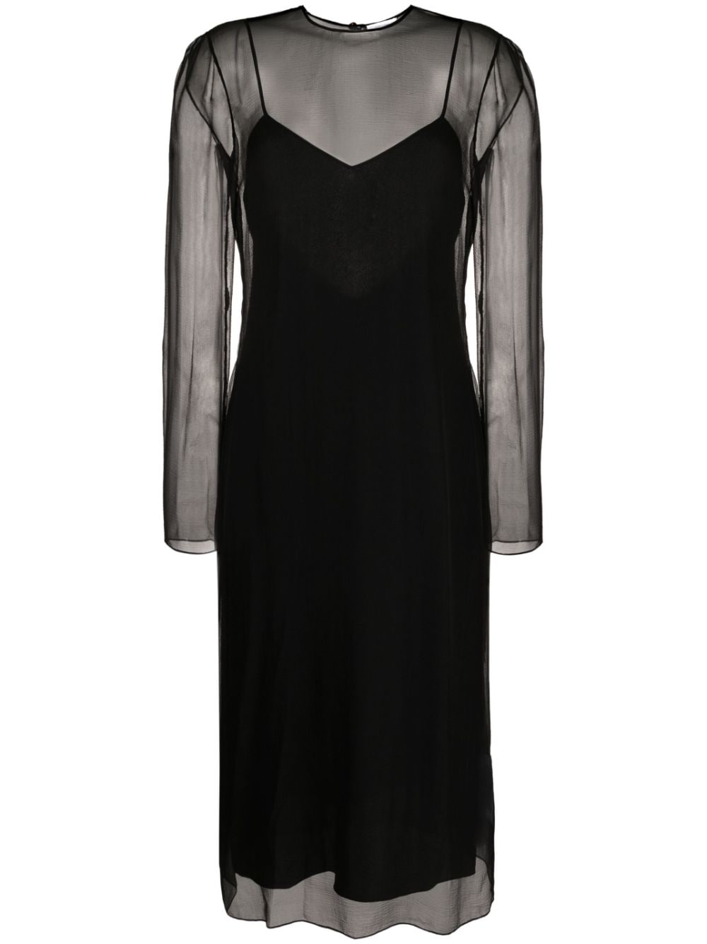 Ferragamo layered semi-sheer silk midi dress - Black