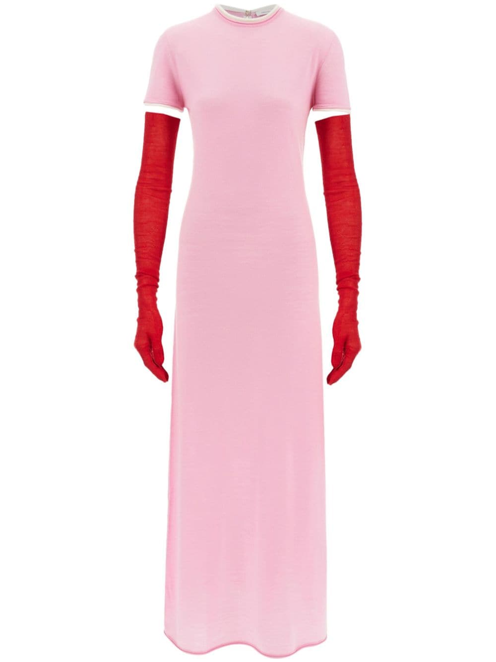 Ferragamo layered virgin wool maxi dress - Pink