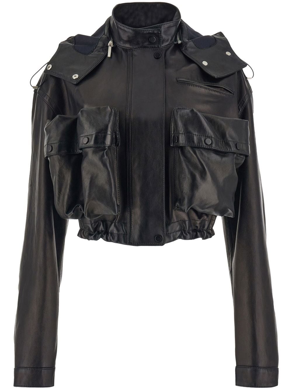 Ferragamo leather hooded jacket - Black