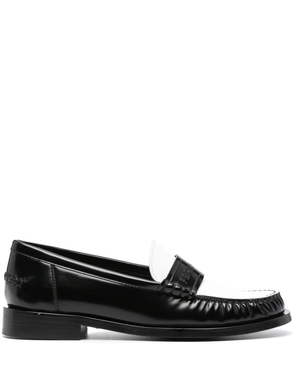 Ferragamo logo-debossed two-tone leather loafers - Black