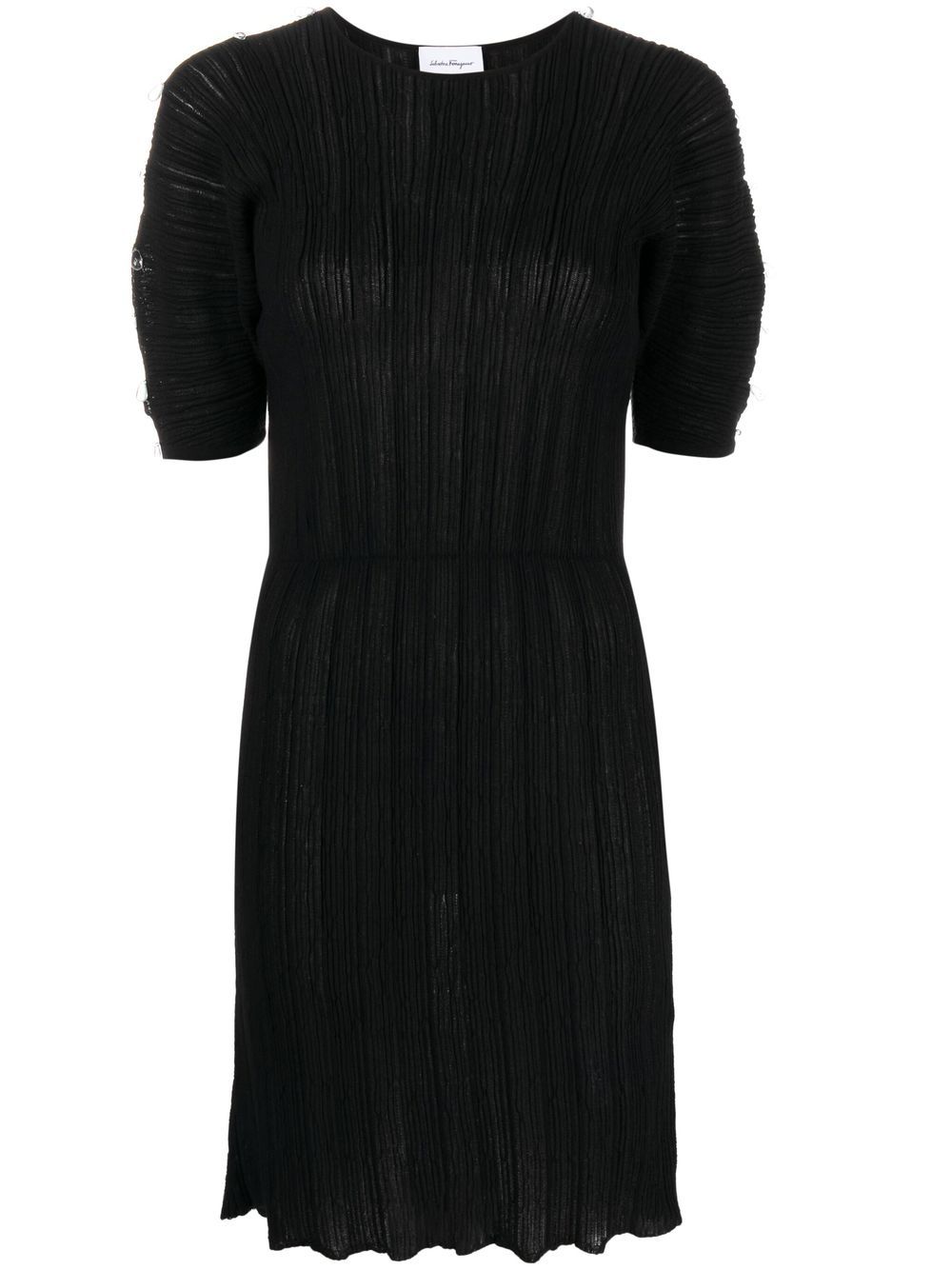 Ferragamo micro-pleated midi dress - Black
