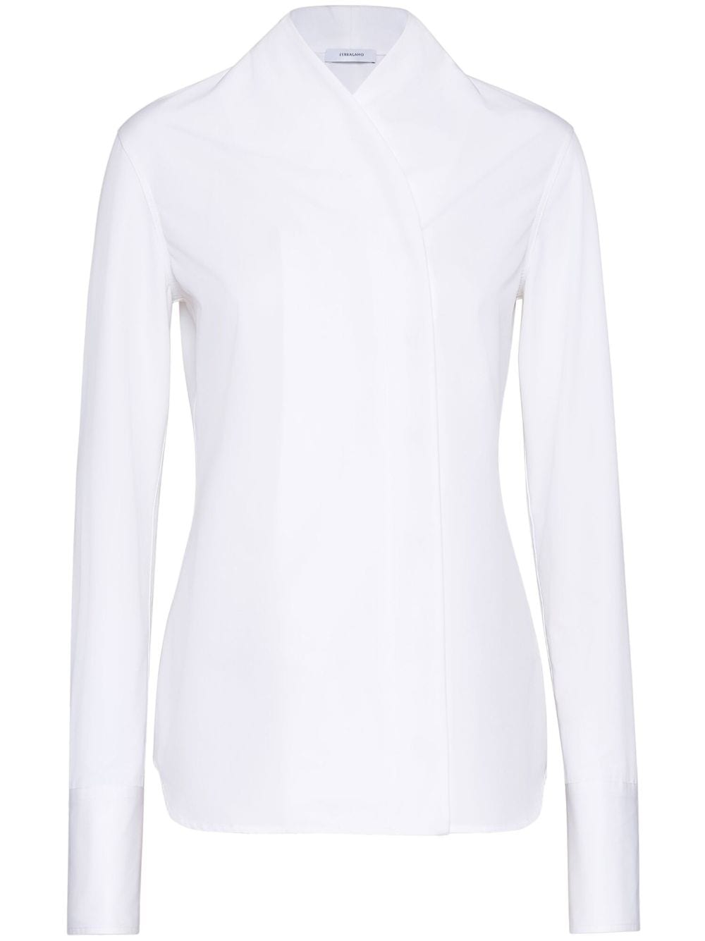 Ferragamo overlap long-sleeved cotton shirt - White