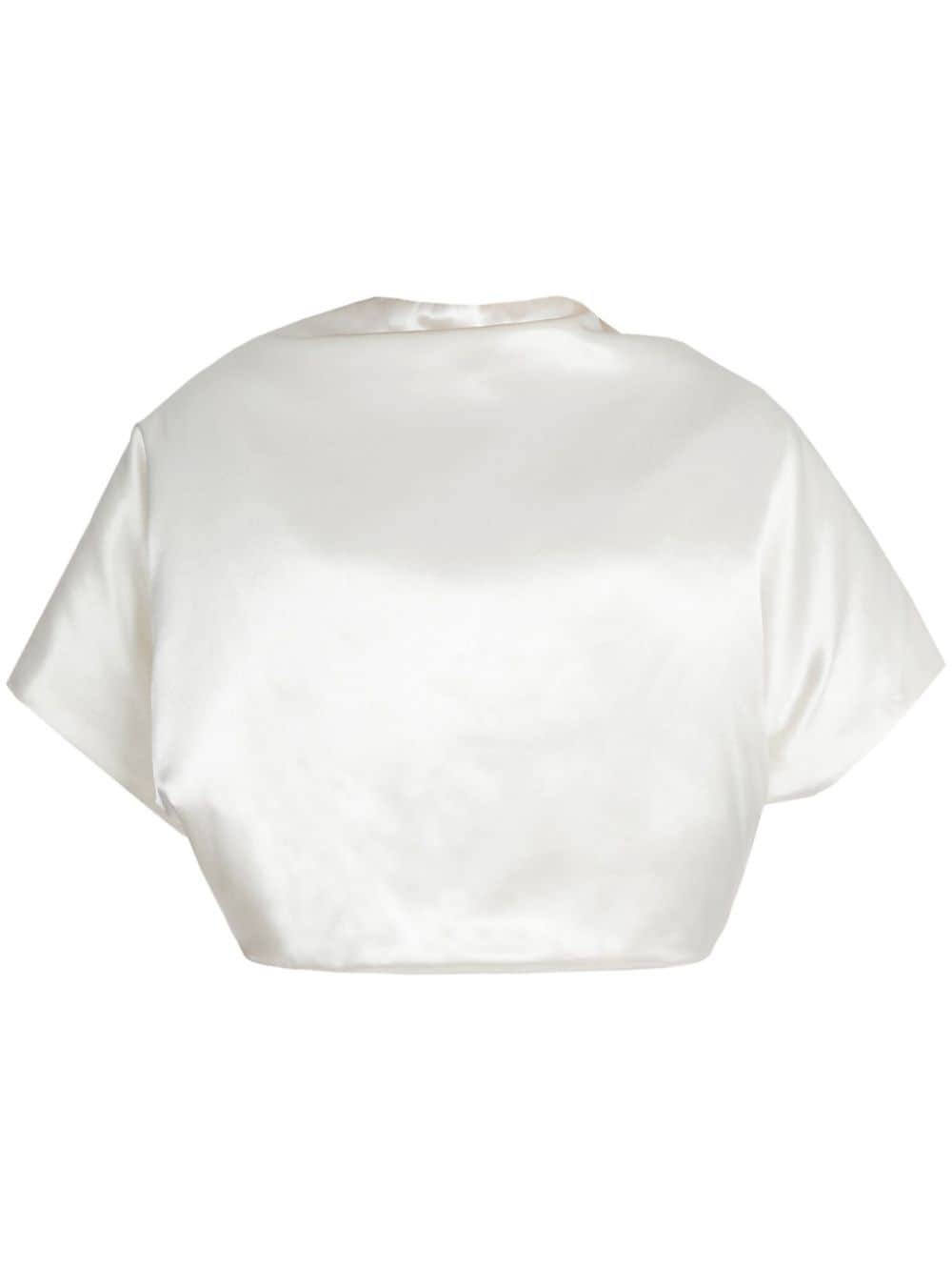 Ferragamo padded satin cropped blouse - White