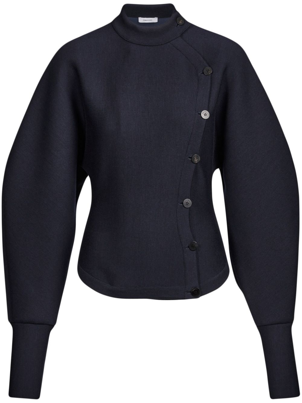 Ferragamo puffy-sleeve asymmetric jacket - Blue