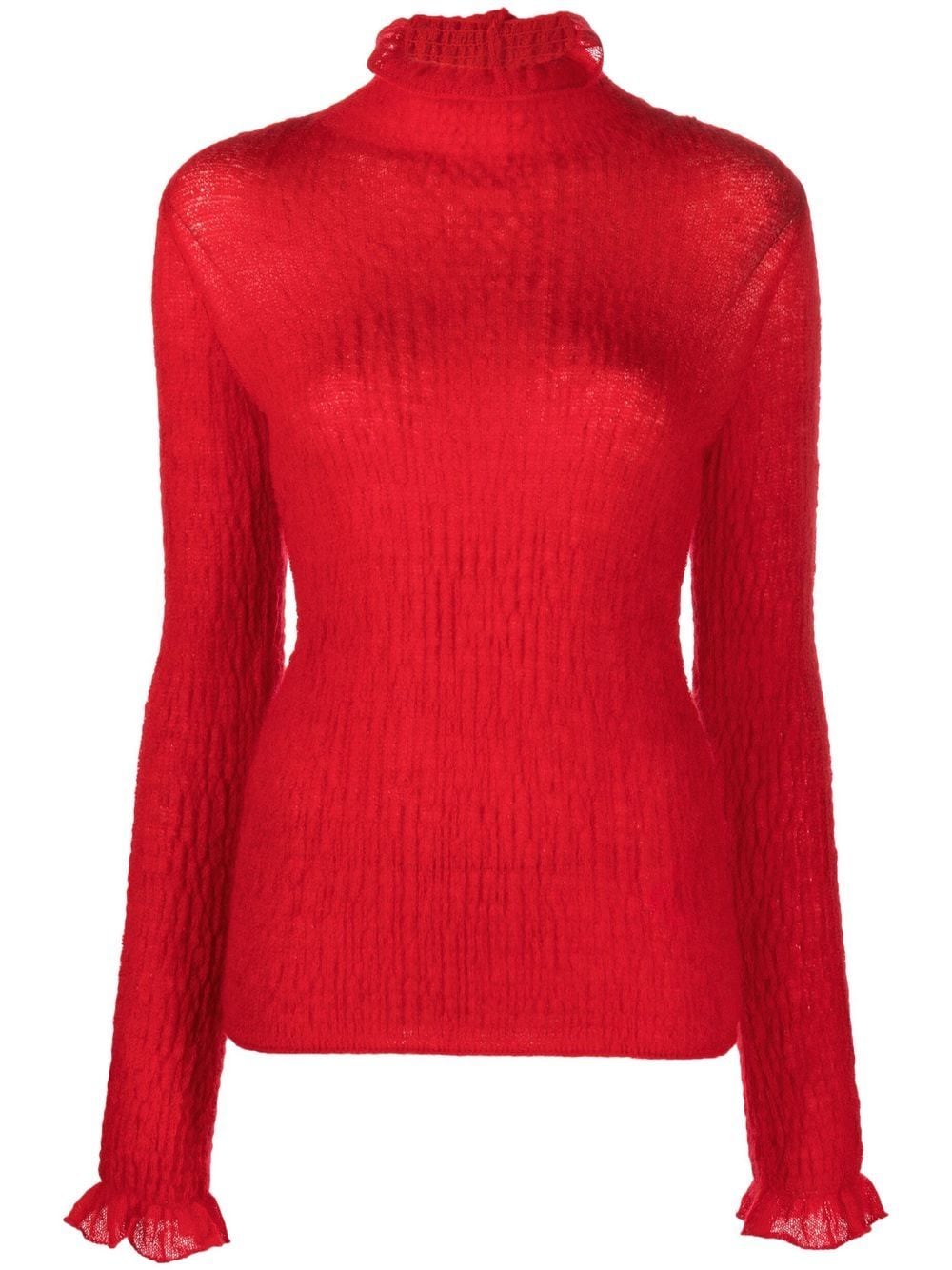 Ferragamo roll-neck rib-trimmed jumper - Red