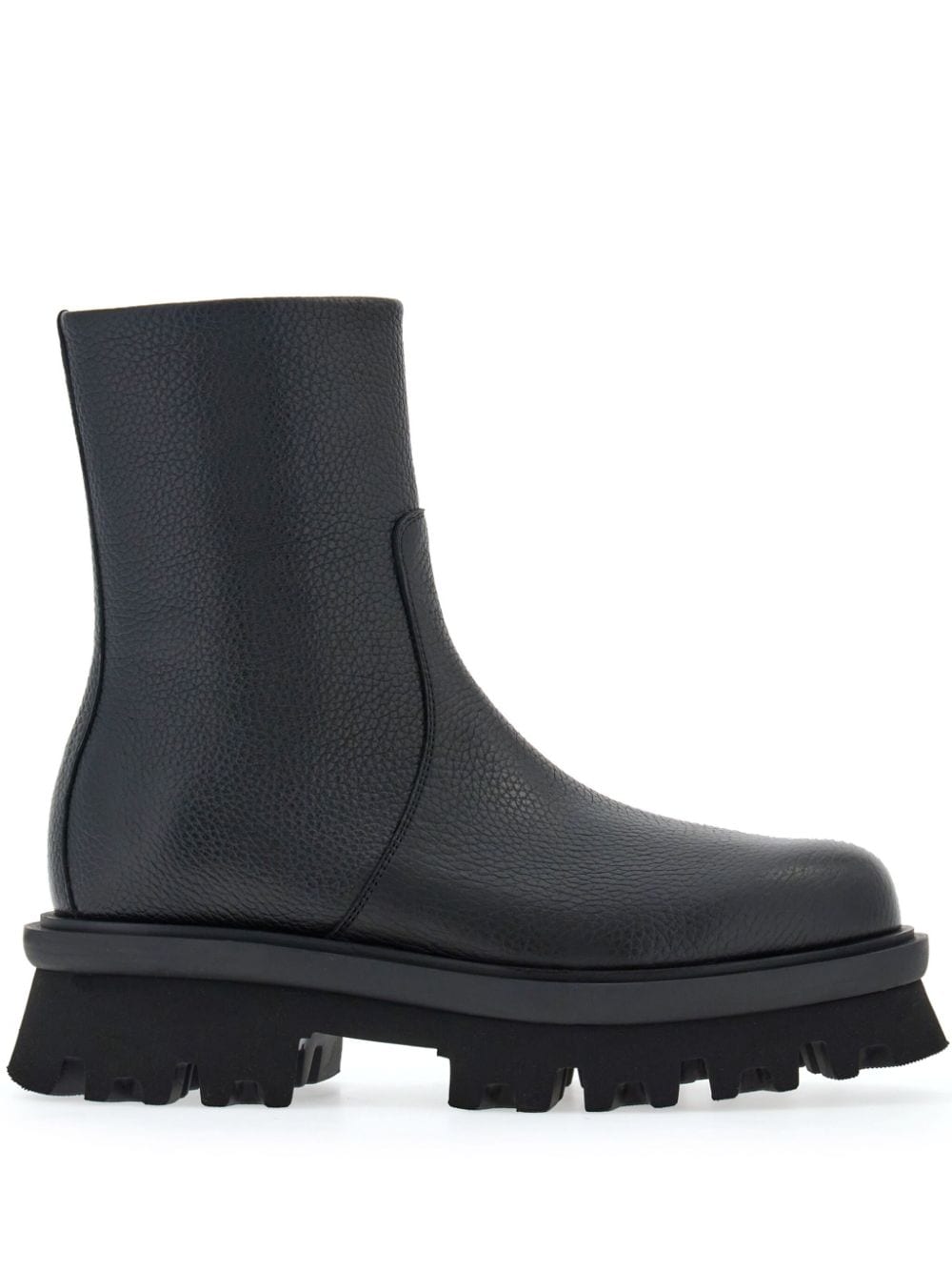 Ferragamo round-toe leather ankle boots - Black