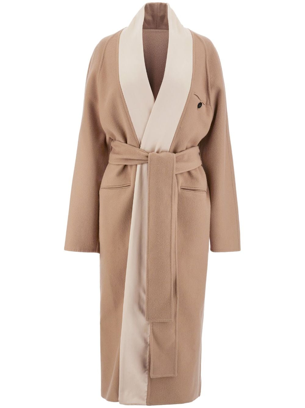 Ferragamo tied-waist wool coat - Neutrals