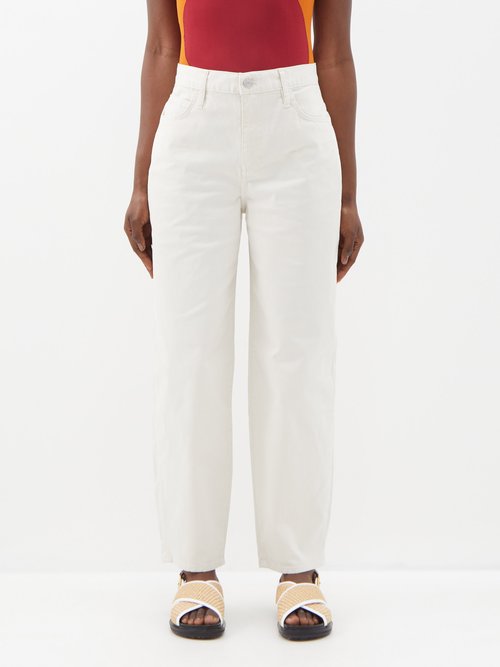 Frame - High-rise Barrel-leg Jeans - Womens - Off White