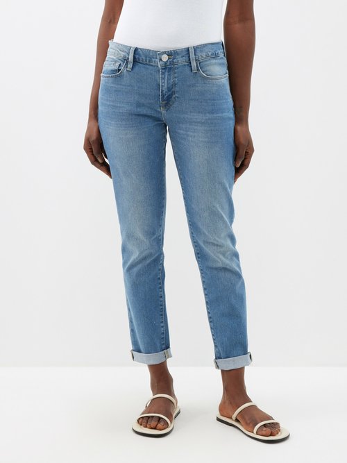 Frame - Le Garcon Mid-rise Rolled-cuff Jeans - Womens - Mid Denim