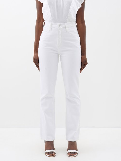 Frame - Le High And Tight Straight-leg Jeans - Womens - White