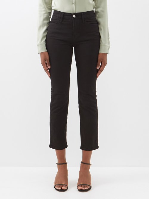 Frame - Le High High-rise Cropped Straight-leg Jeans - Womens - Black