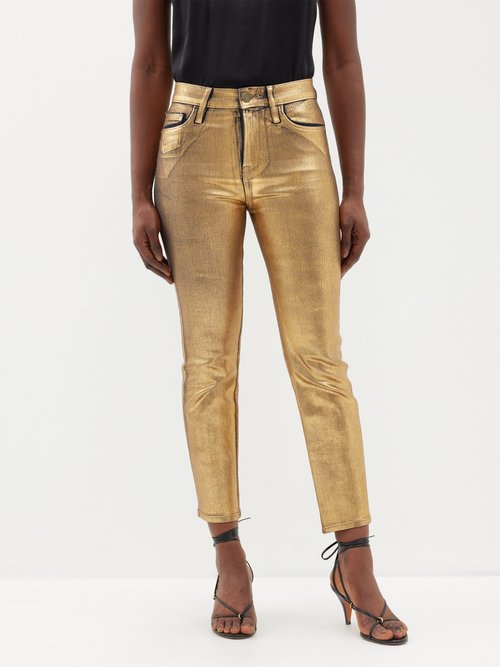 Frame - Le High Metallic Skinny Jeans - Womens - Gold