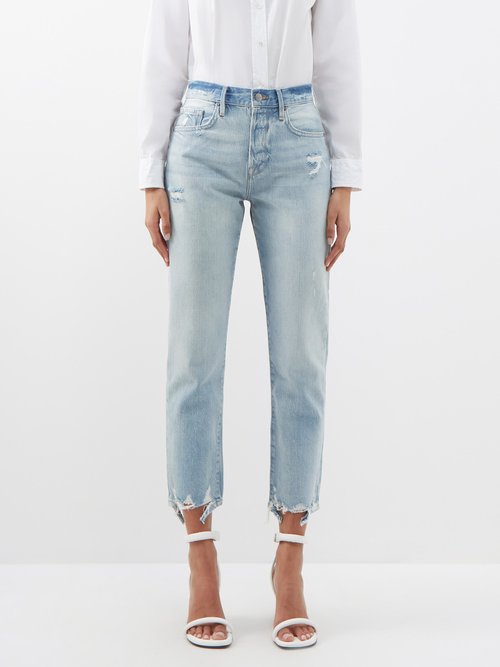 Frame - Le Original Distressed Straight-leg Jeans - Womens - Blue