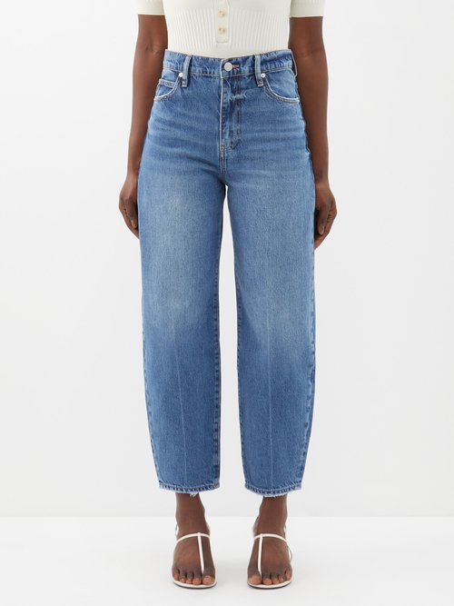 Frame - Ultra High-rise Barrel-leg Jeans - Womens - Dark Denim