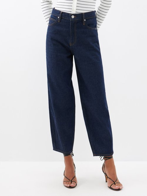 Frame - Ultra High-rise Barrel-leg Jeans - Womens - Navy
