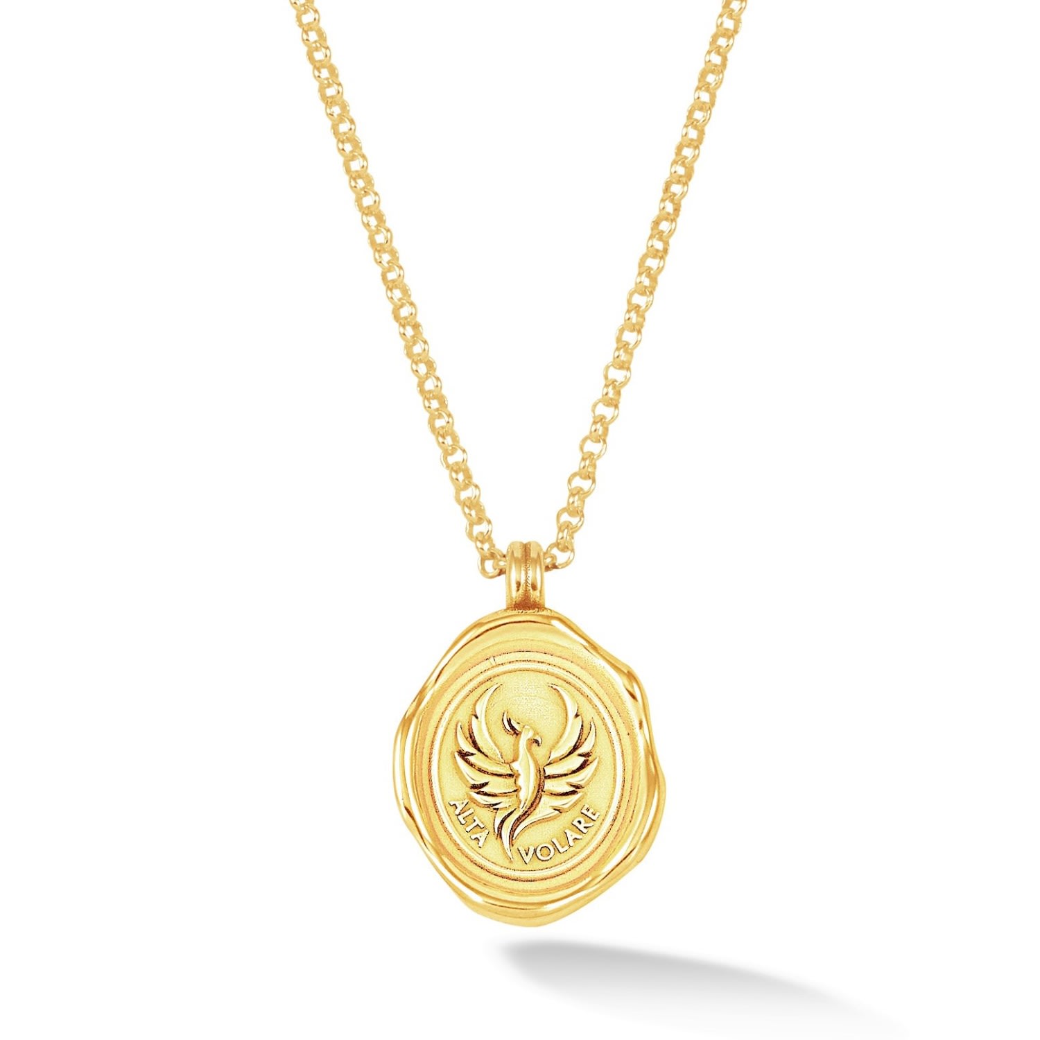 Gold Mens Fly High Phoenix Talisman Necklace In Vermeil Dower & Hall