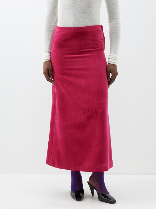 Gucci - Detachable-belt Velvet Skirt - Womens - Pink