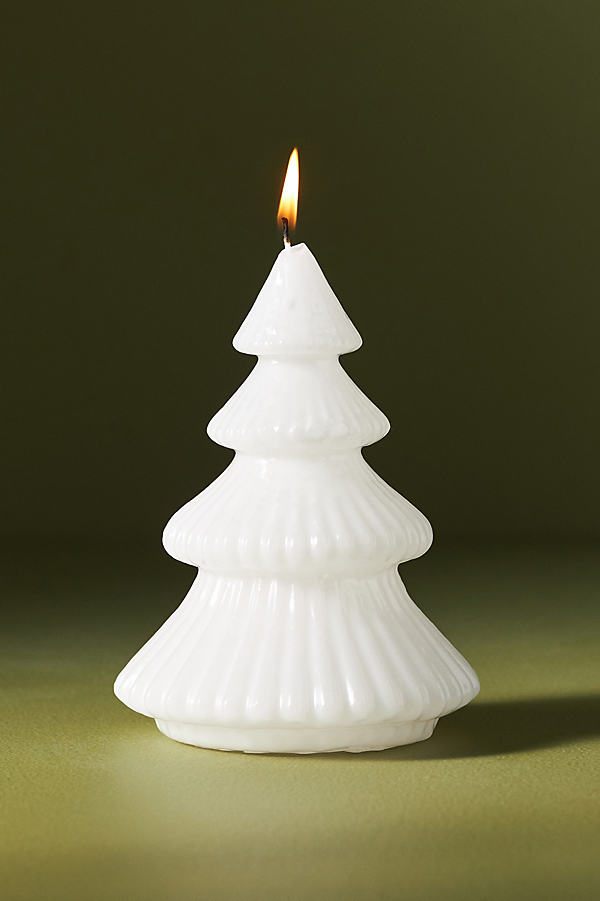 High Gloss Wax White Tree Candle, Short