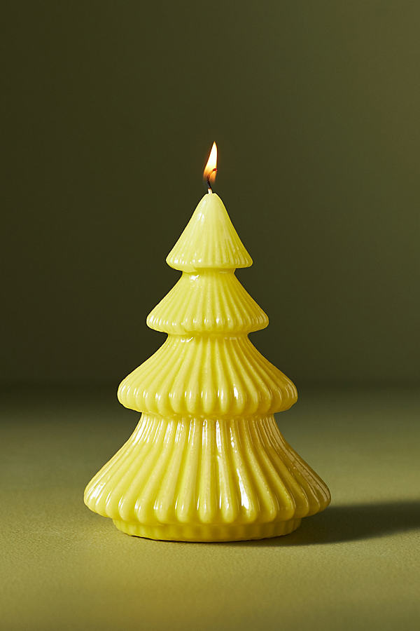 High Gloss Wax Yellow Tree Candle, Short