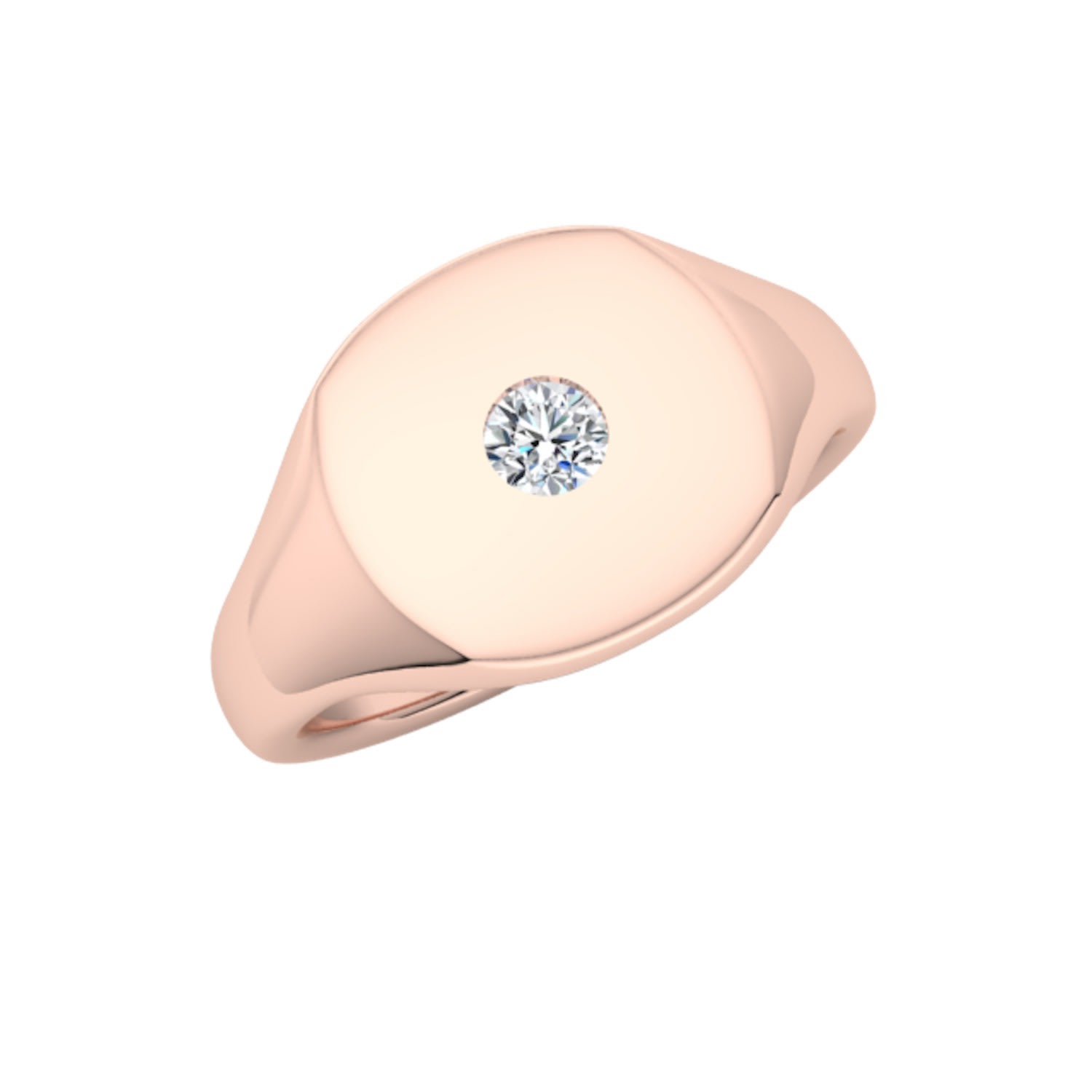 Men's 14K Gold Signet Ring With Diamond Rose Gold Undefined Jewelry