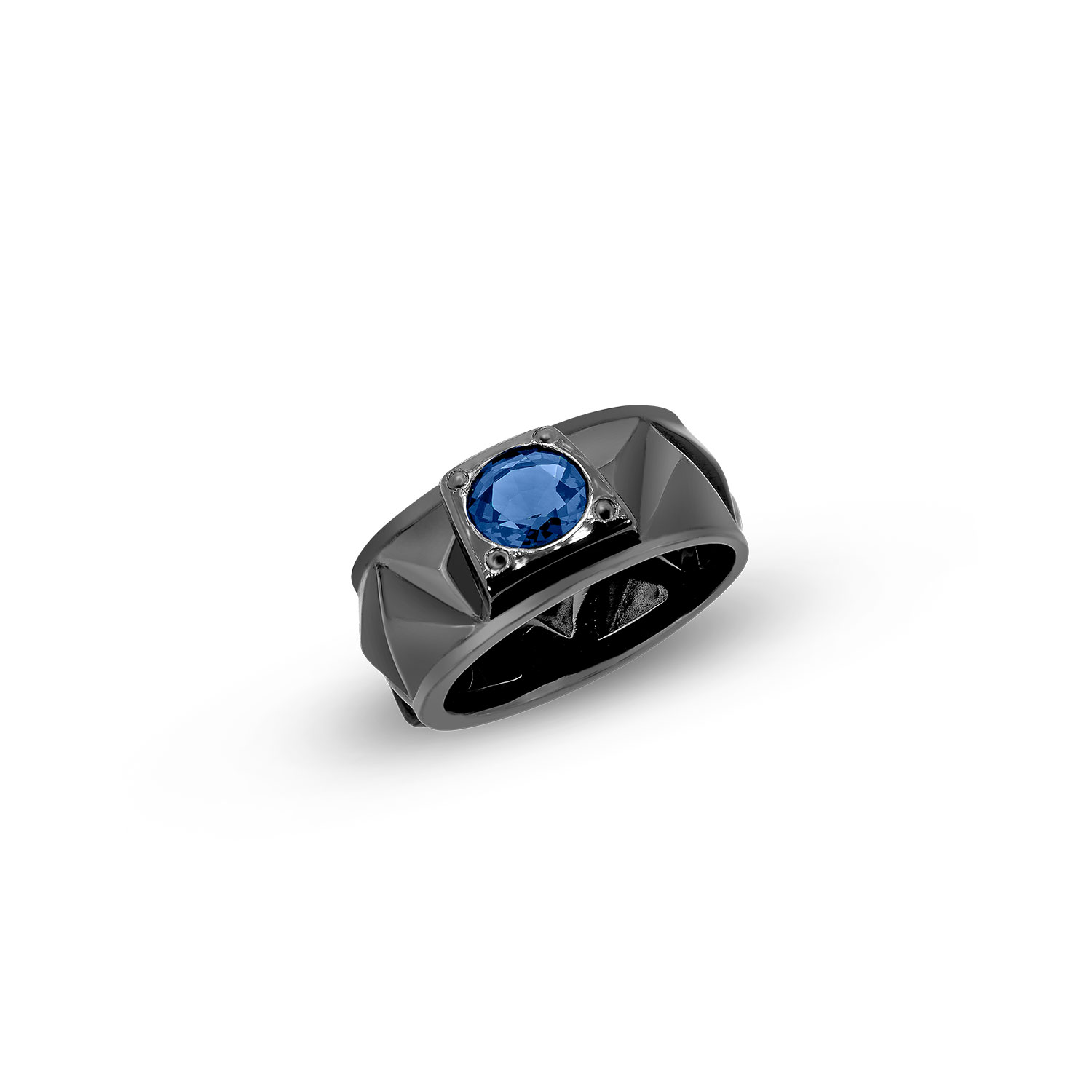 Men's Black / Blue Sal Ring With Sapphire In Black Rhodium Sally Skoufis