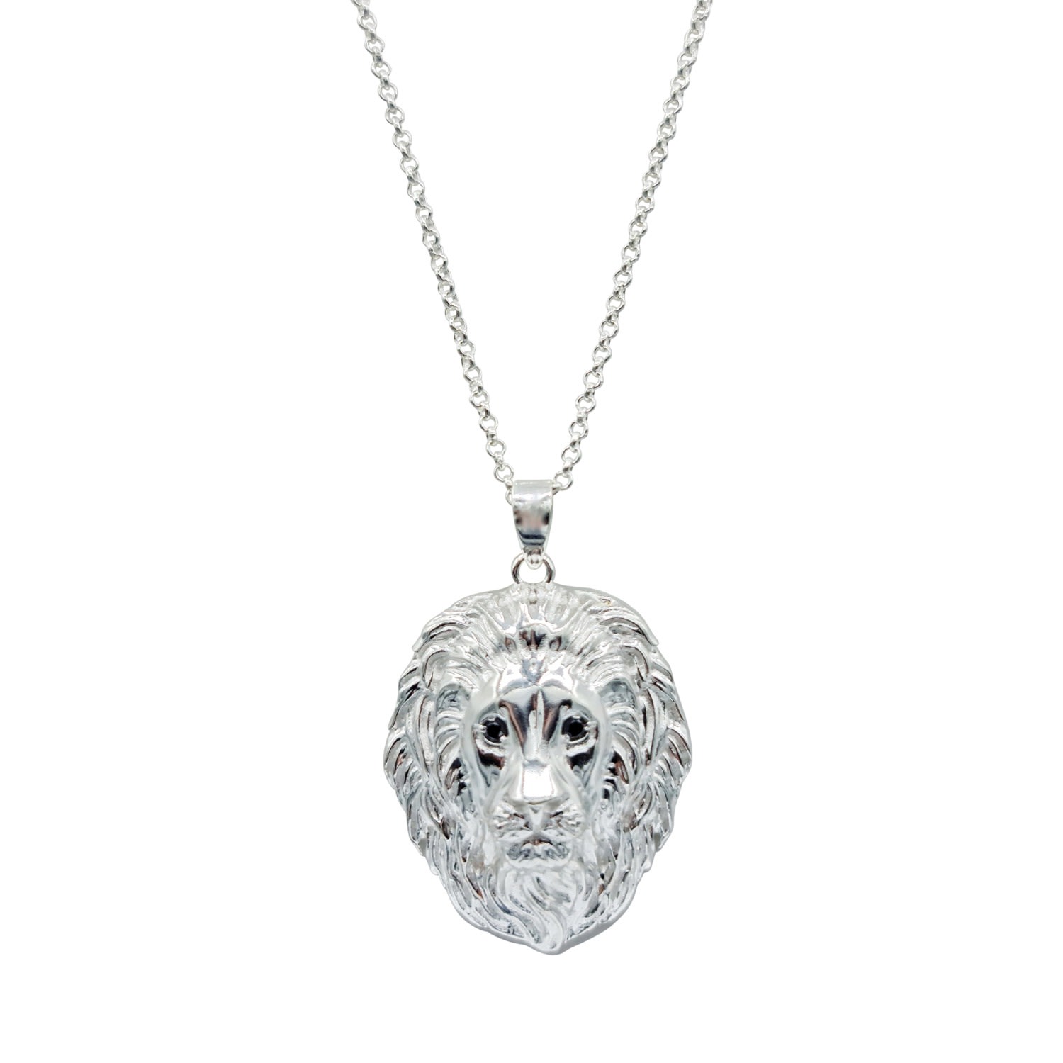Men's Black Diamond Lion Necklace In Sterling Silver Eliza Bautista