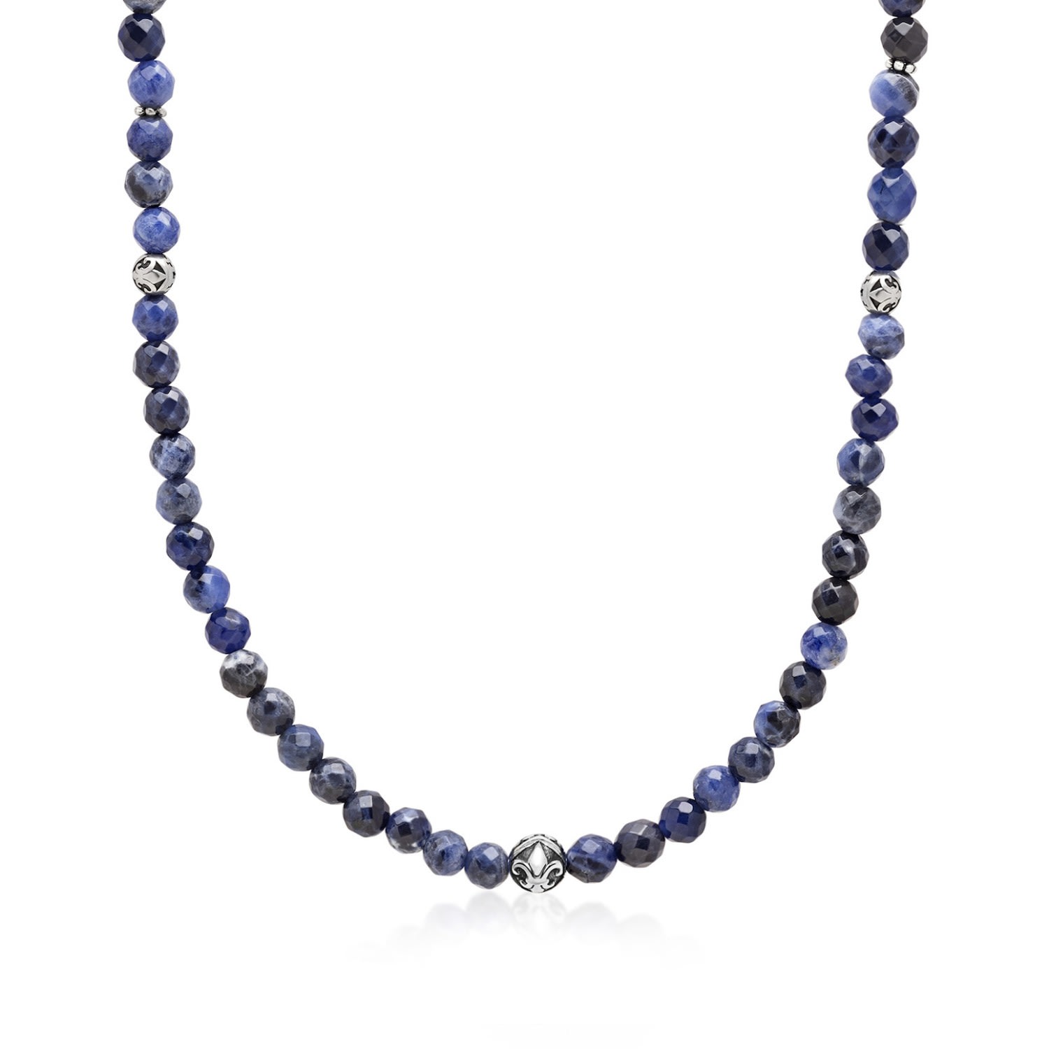Men's Blue / Silver Beaded Necklace With Faceted Dumortierite And Silver Nialaya