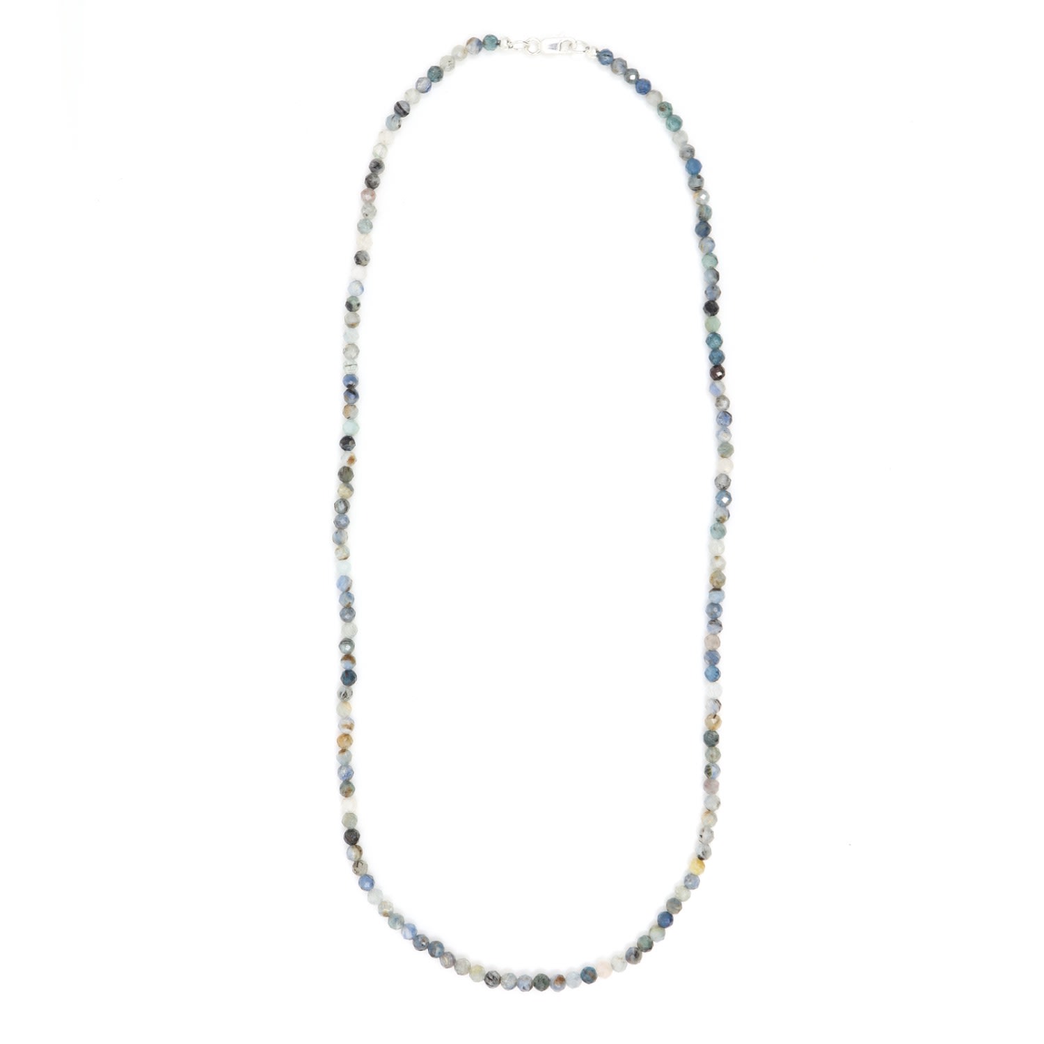 Men's Blue / Silver Blue Kyanite Beaded Necklace Shar Oke