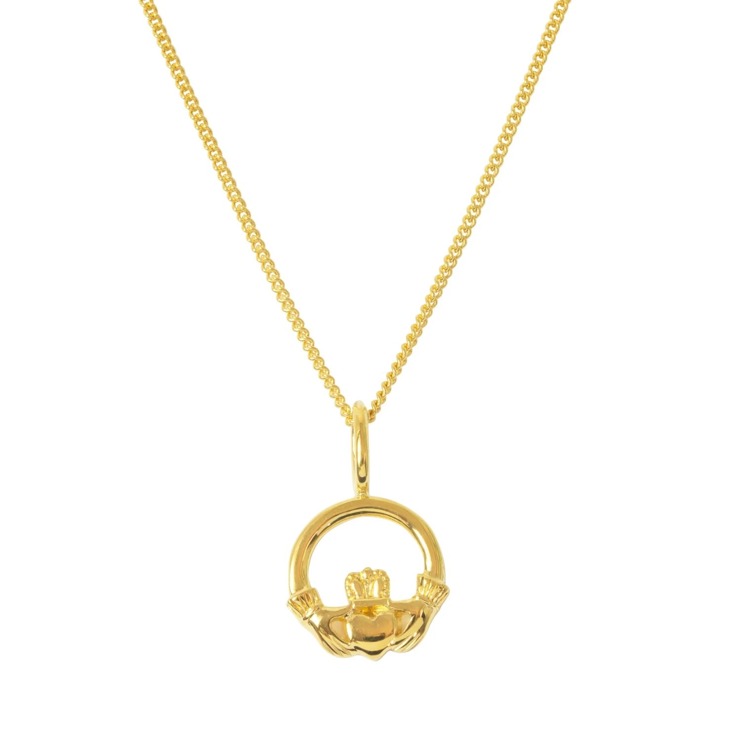 Men's Claddagh Charm Dublin Hallmarked & Chain In Gold-Plated Katie Mullally