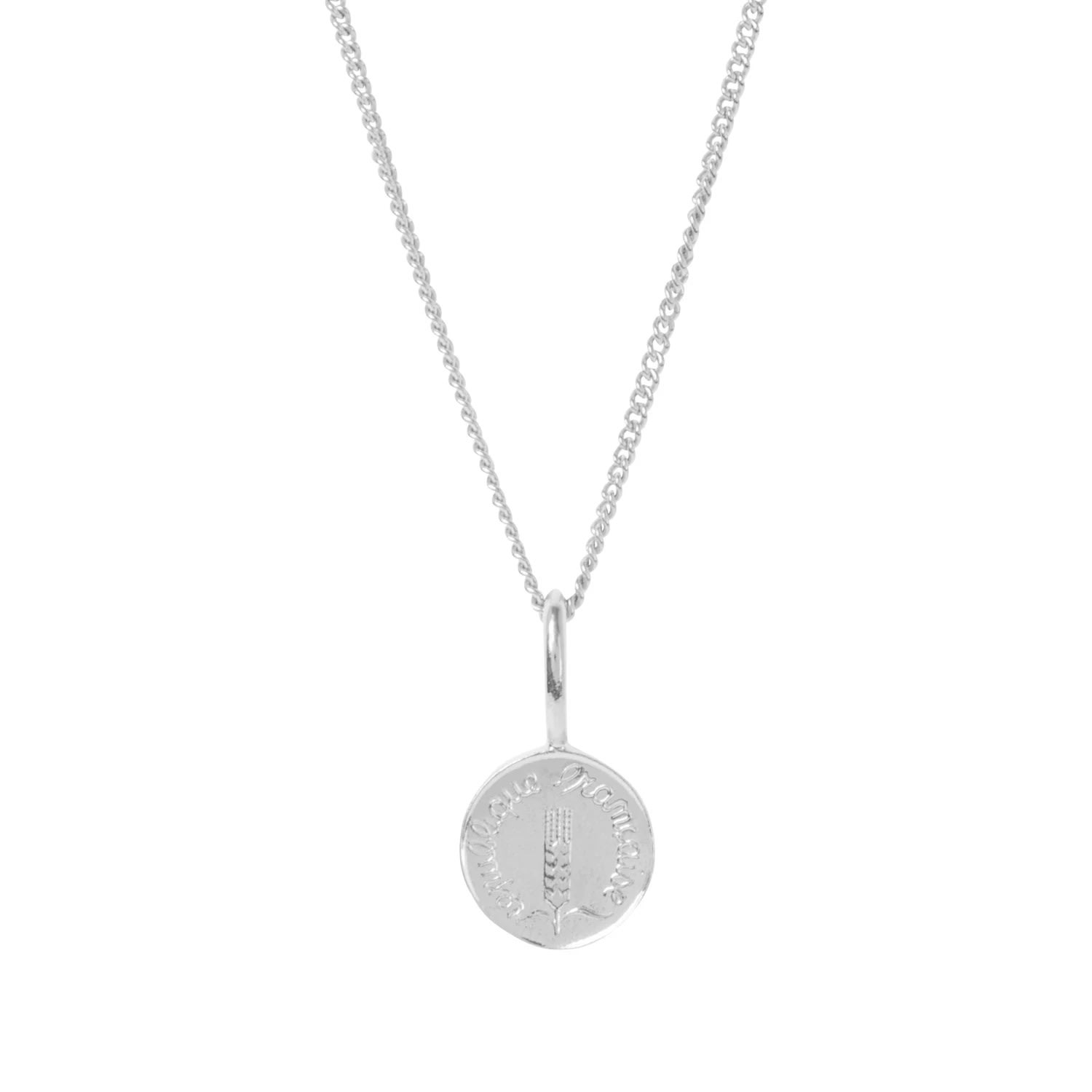 Men's French Centime Coin Charm & Chain In Silver Katie Mullally