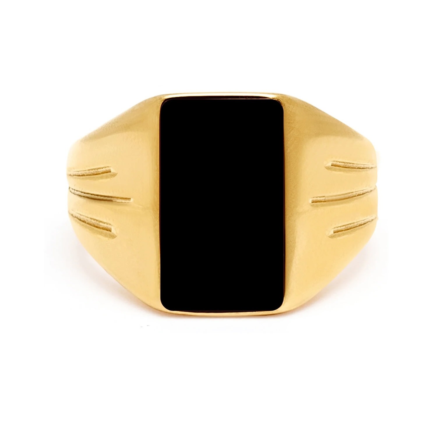 Men's Gold Squared Signet Ring With Onyx Nialaya