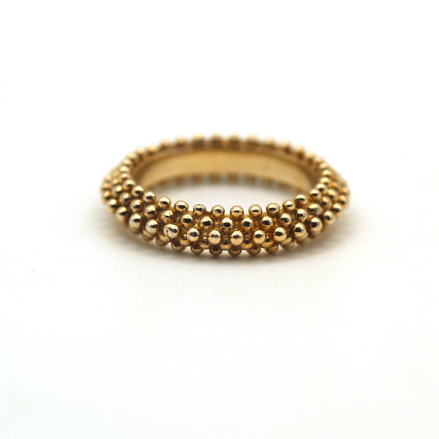 Men's Handmade Yellow Gold Ball Texture Ring Vicstonenyc Fine Jewelry