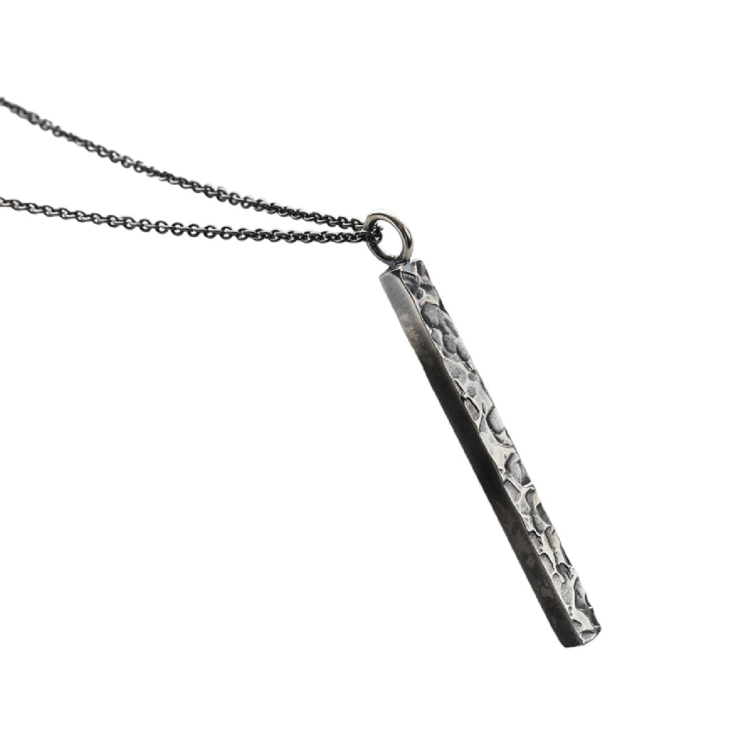 Men's Men's Textured Oxidised Sterling Silver Bar Necklace Posh Totty Designs