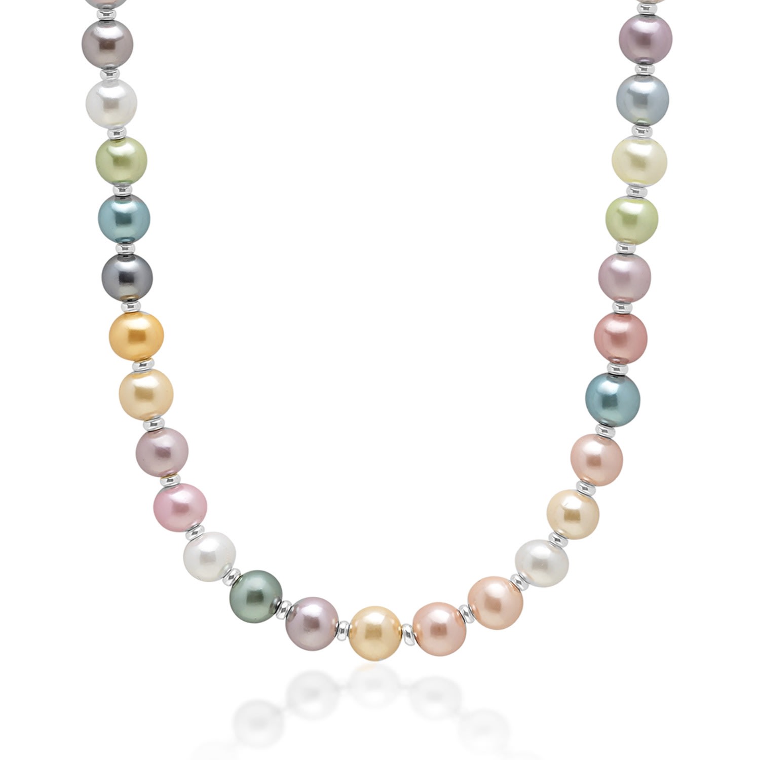 Men's Pastel Pearl Necklace With Silver Nialaya