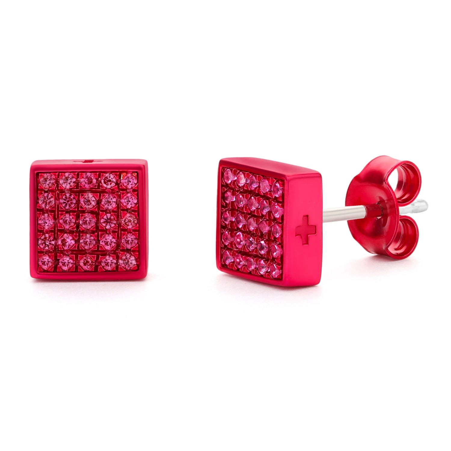 Men's Red Monochrome Square Stud In Raspberry - S All Inclusive