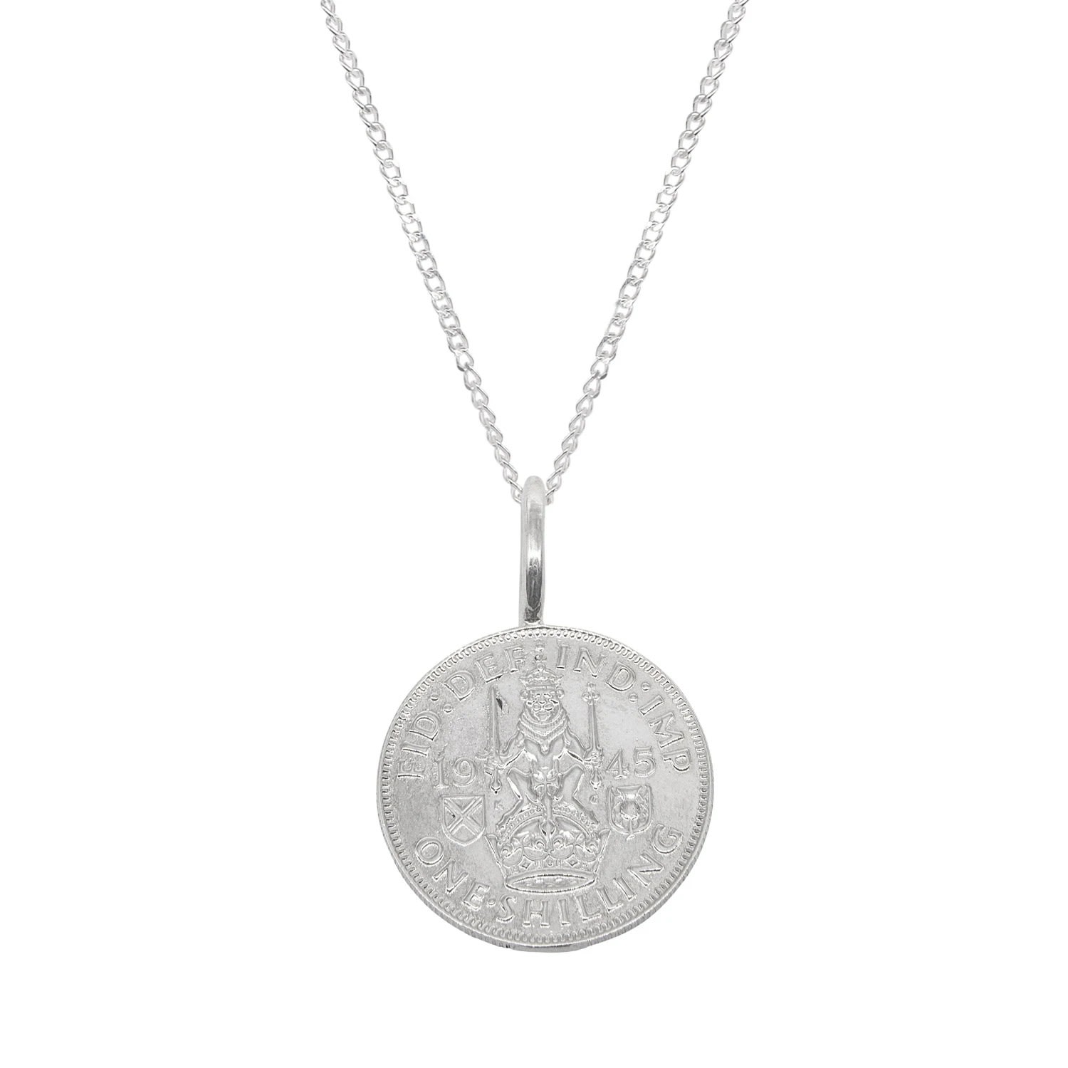 Men's Scottish Shilling Coin Charm & Chain In Silver Katie Mullally