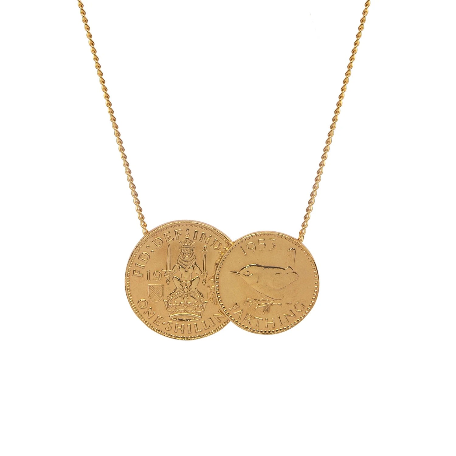 Men's Scottish & English Double Coin Pendant & Chain In Gold Plated Katie Mullally