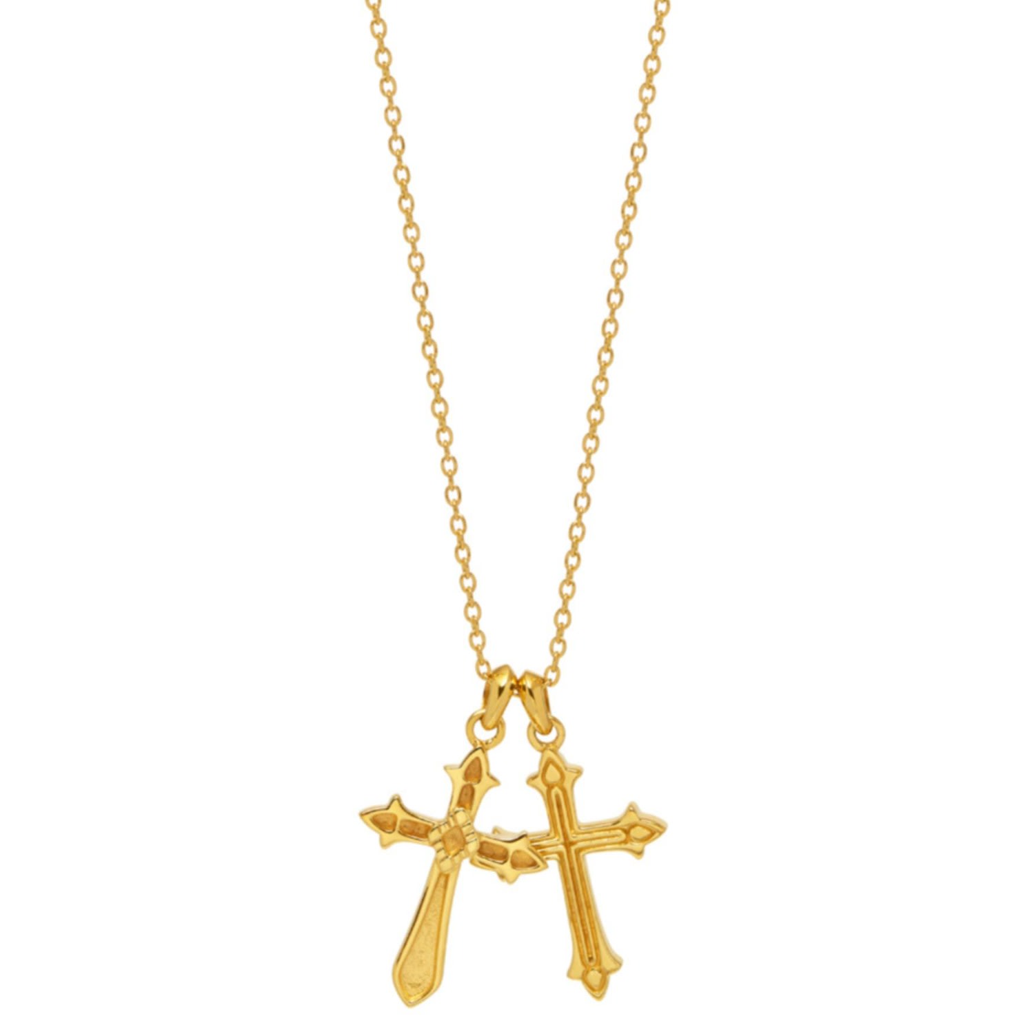 Men's Twin Baroque Cross Necklace In Gold Northskull