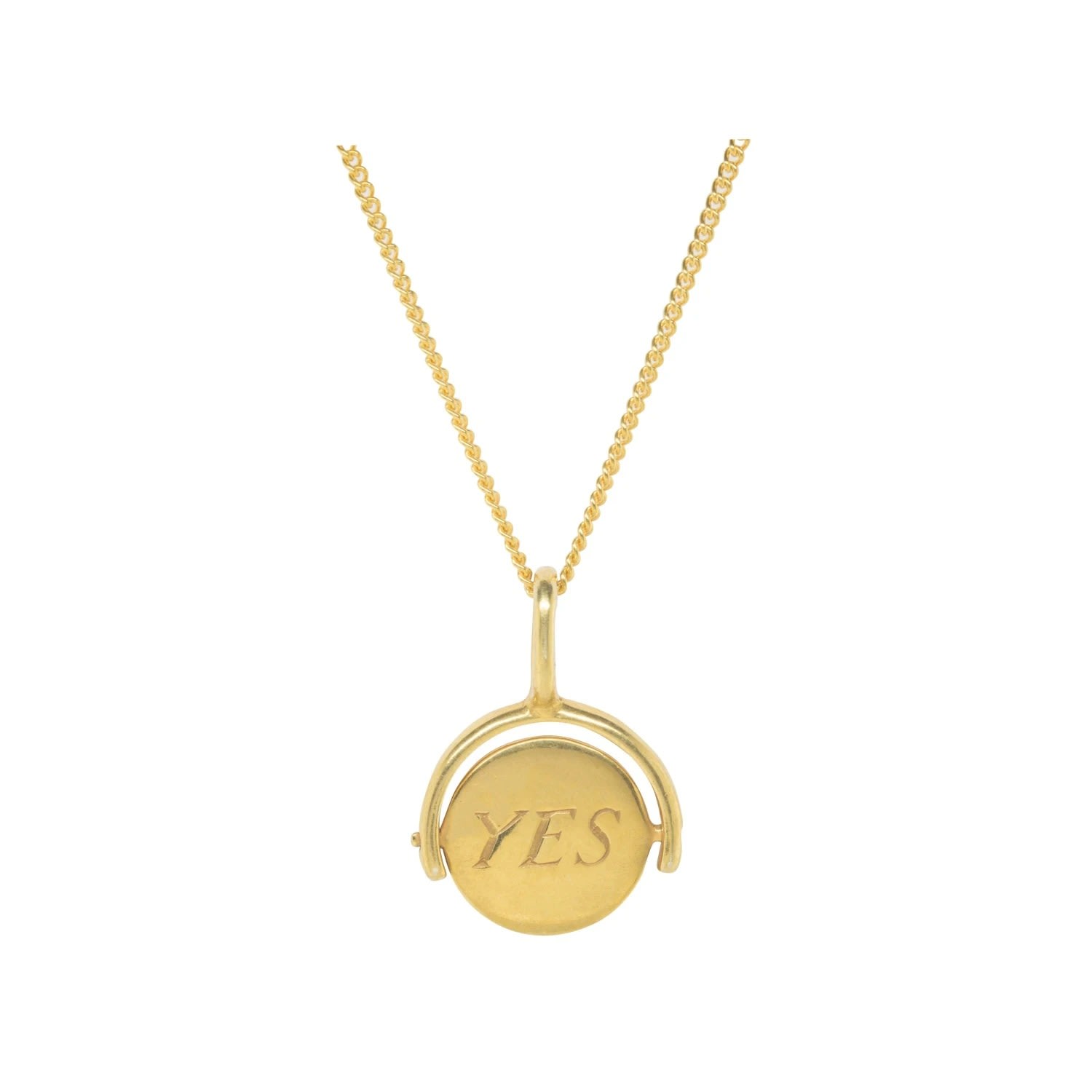 Men's Your Choice Yes Or No Circle Spinning Charm & Chain In Gold Plated Katie Mullally
