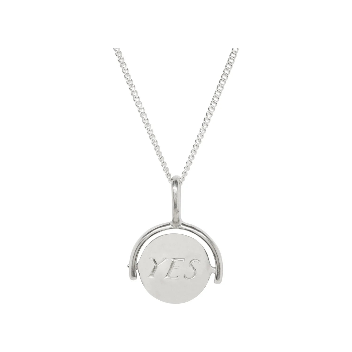 Men's Your Choice Yes Or No Circle Spinning Charm & Chain In Silver Katie Mullally