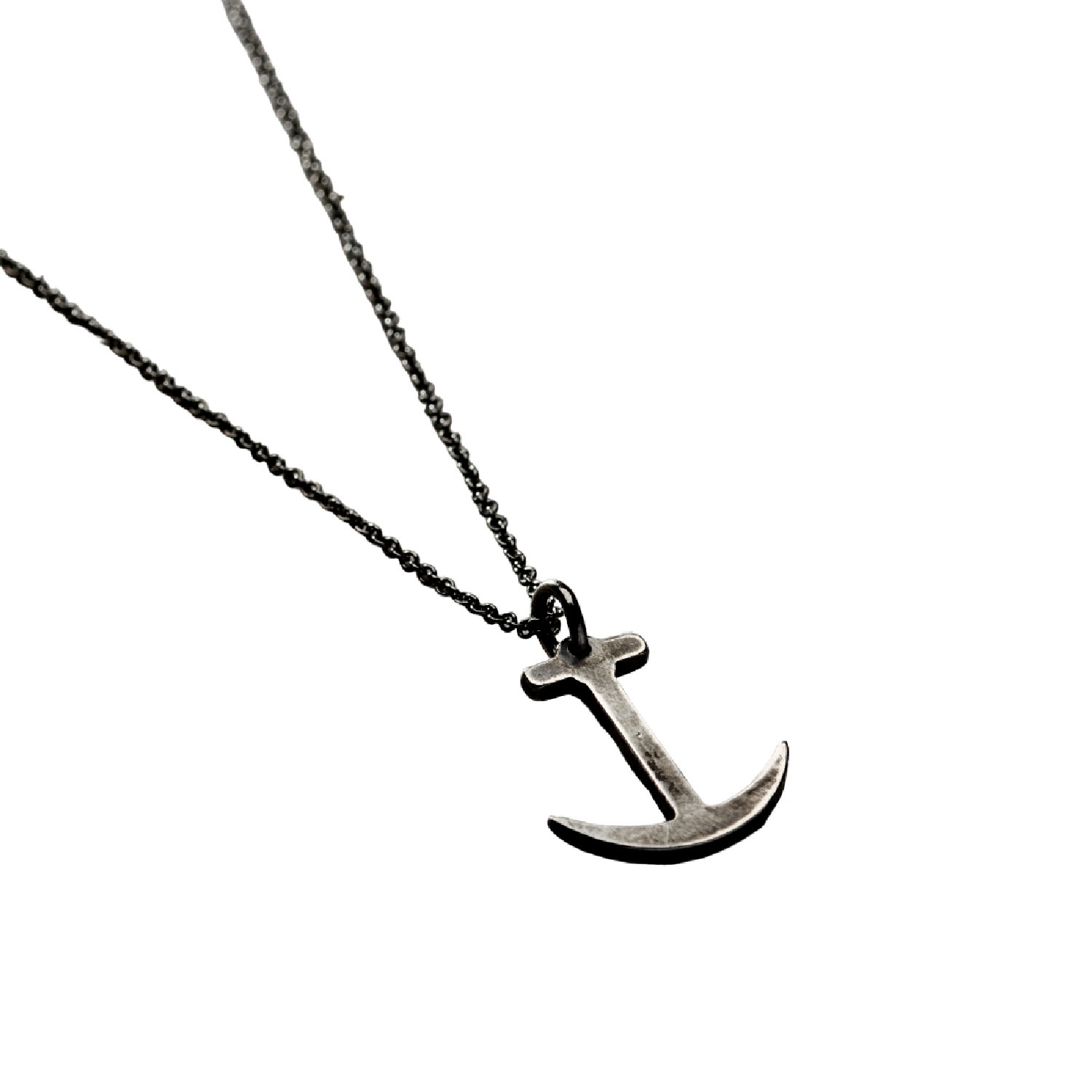 Oxidised Sterling Silver Mens Anchor Necklace Posh Totty Designs