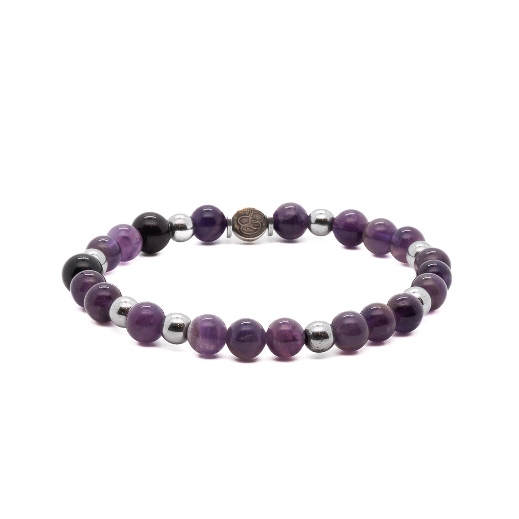 Pink / Purple / Silver Spiritual Connection Men's Bracelet Ebru Jewelry
