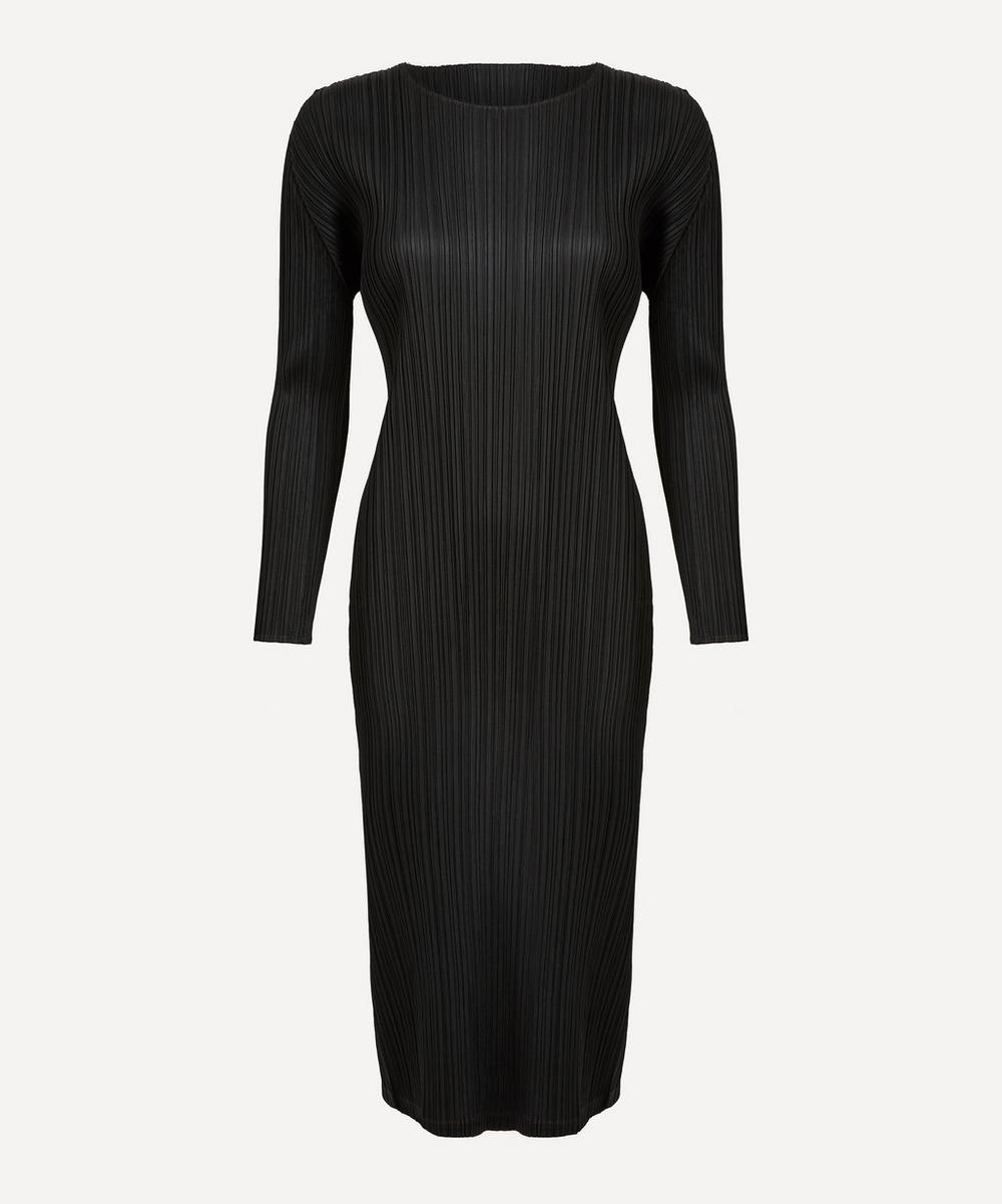 Pleats Please Issey Miyake Women's MONTHLY COLOURS SEPTEMBER Black Pleated Midi-Dress