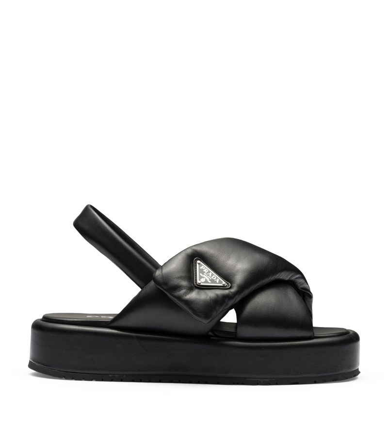 Prada Padded Leather Slingback Sandals 35