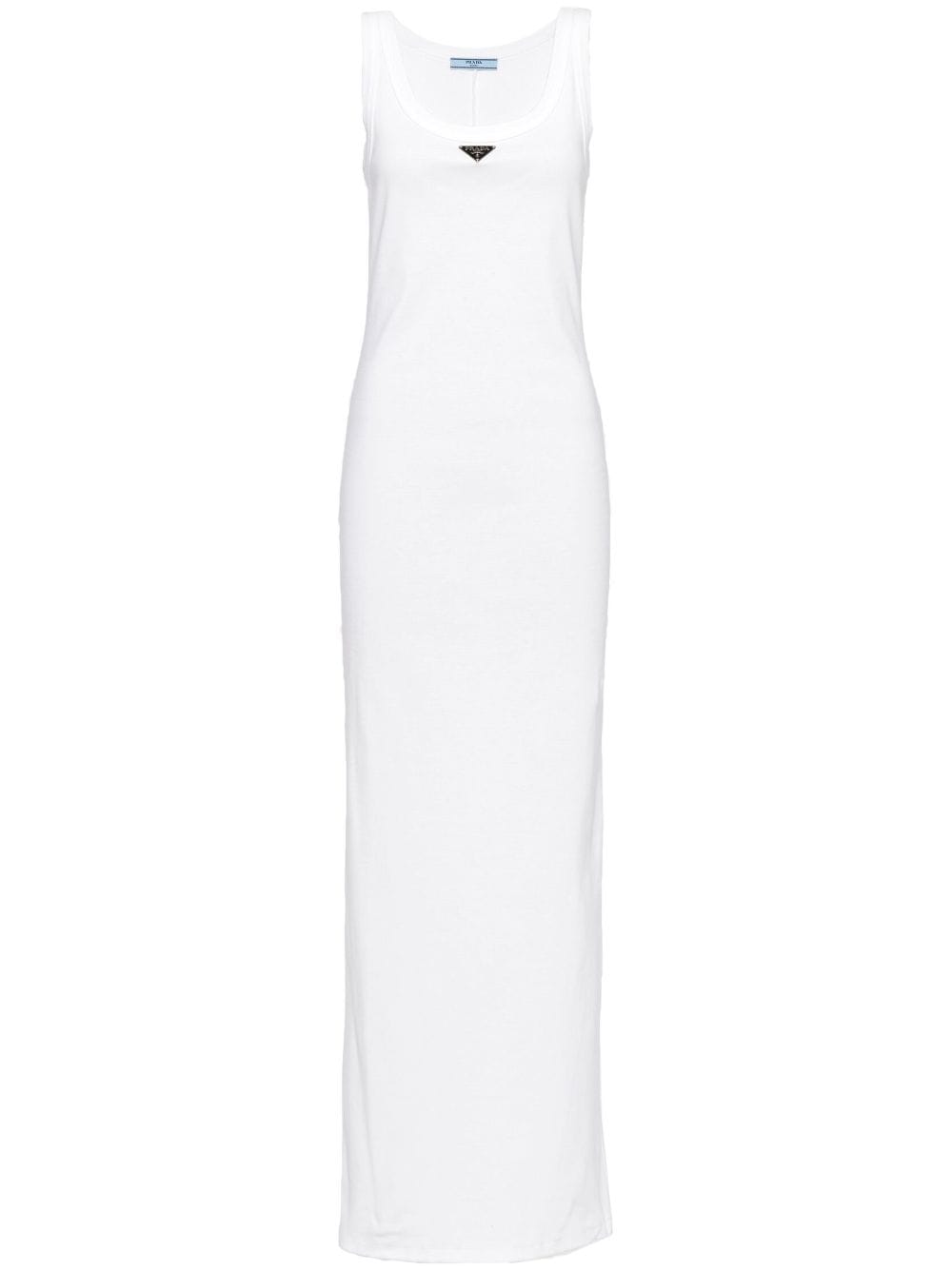 Prada logo-plaque sleeveless dress - White