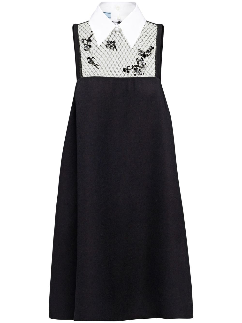 Prada sleeveless embroidered-mesh mini dress - Black