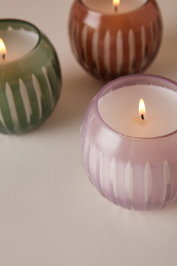 Round Etched Tinted Glass Candle