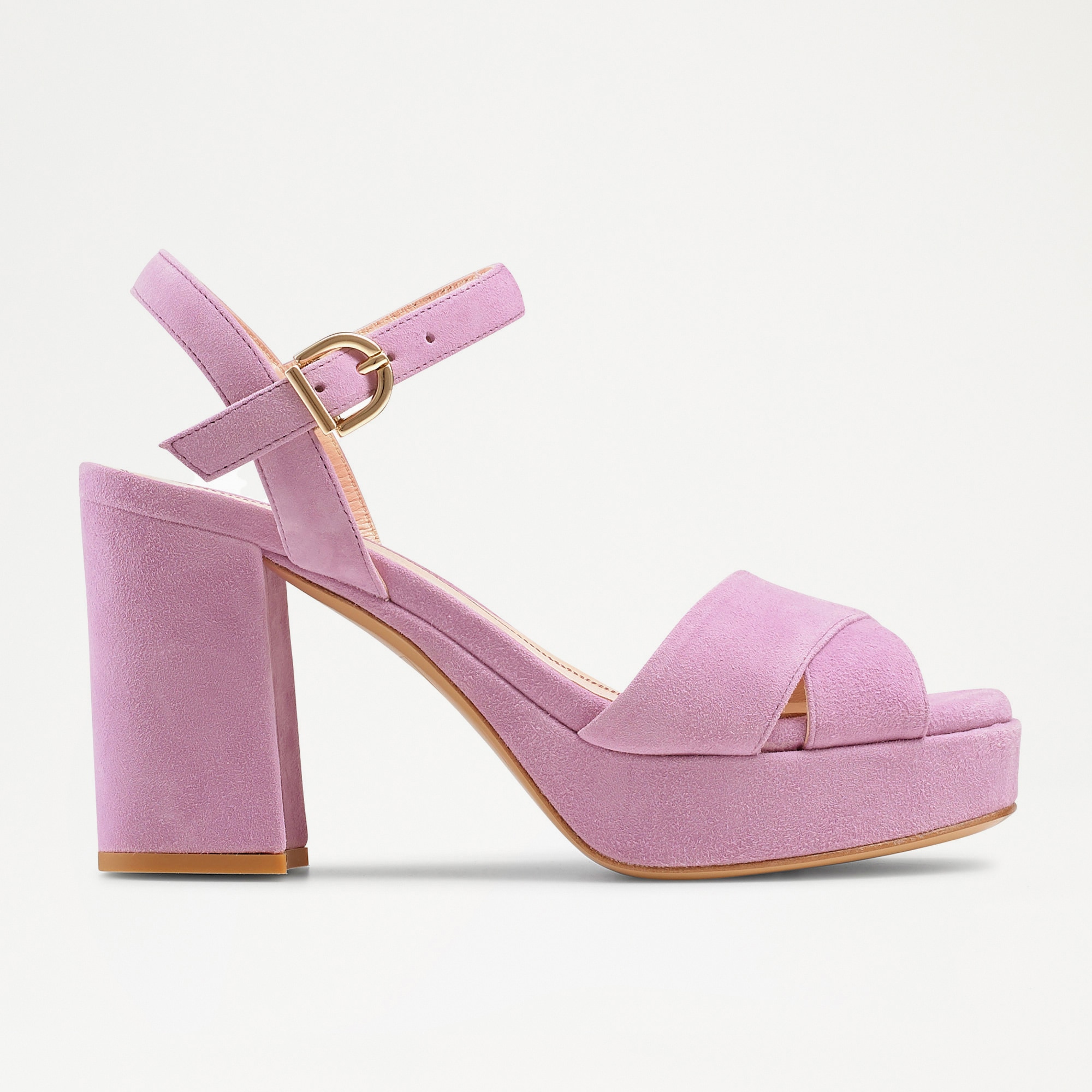 Russell & Bromley Women's Comfortable Purple Suede Topform Classic Platform Sandals, Size: UK 4.5